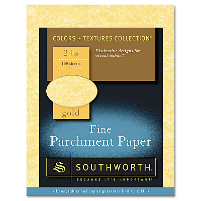 Southworth Parchment Specialty Paper, 24 lb Bond Weight, 8.5 x 11, Gold, 100/Pack (SOUP994CK336)