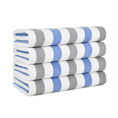 Cabo Cabana Beach Towel 30x70 Grey/navy, Pack Of 4 (PNP-CABOCABANA-GY/NV)