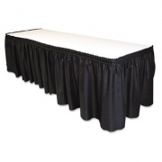 Tablemate Table Set Linen-Like Table Skirting, Polyester, 29" x 14 ft, Black (LS2914BK)