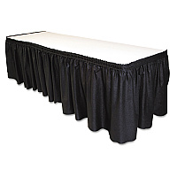 Tablemate Table Set Linen-Like Table Skirting, Polyester, 29" x 14 ft, Black (TBLLS2914BK)