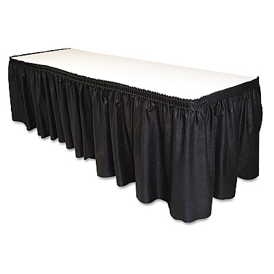 Tablemate Table Set Linen-Like Table Skirting, Polyester, 29" x 14 ft, Black (TBLLS2914BK)
