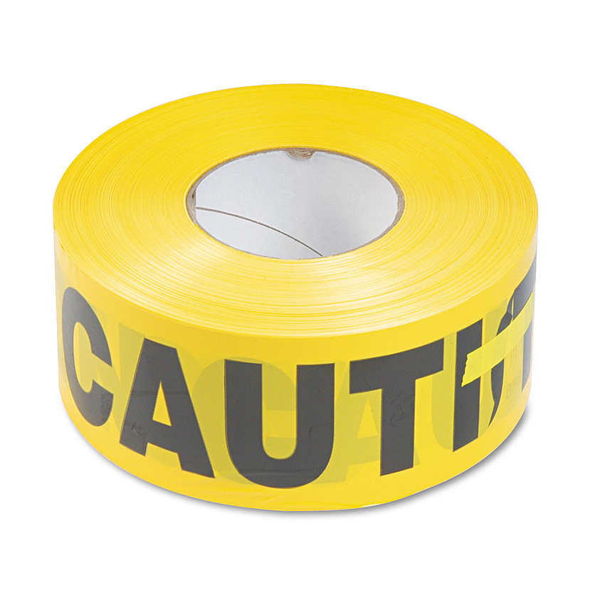 Tatco Caution Barricade Safety Tape, 3" x 1,000 ft, Black/Yellow (TCO10700)