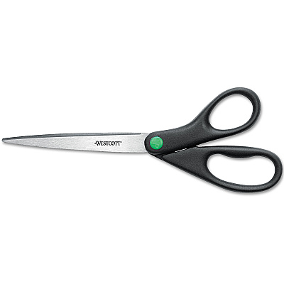 Westcott KleenEarth Scissors, 9" Long, 3.75" Cut Length, Straight Black Handle (ACM13138)