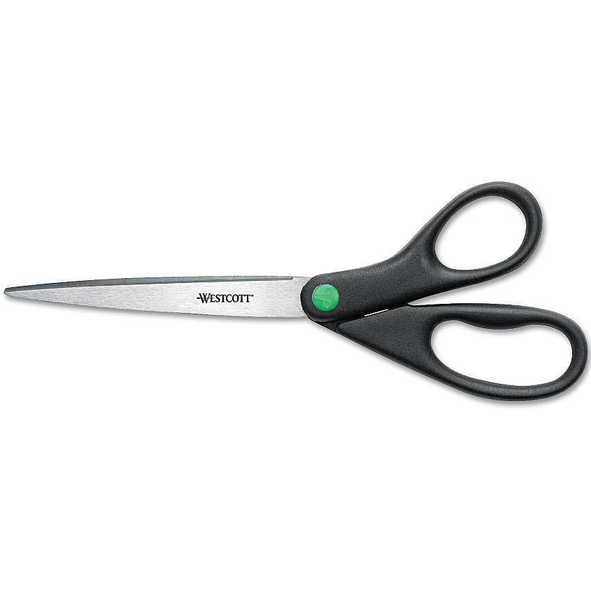 Westcott KleenEarth Scissors, 9" Long, 3.75" Cut Length, Straight Black Handle (ACM13138)