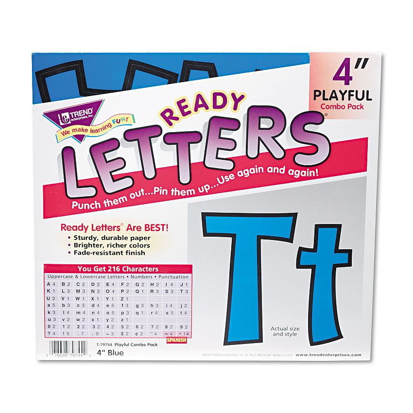 TREND Ready Letters Playful Combo Set, Blue, 4"h, 216/Set (TEPT79744)