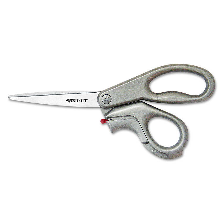 Westcott E-Z Open Box Opener Stainless Steel Shears, 8" Long, 3.25" Cut Length, Offset Gray Handle (ACM13227)