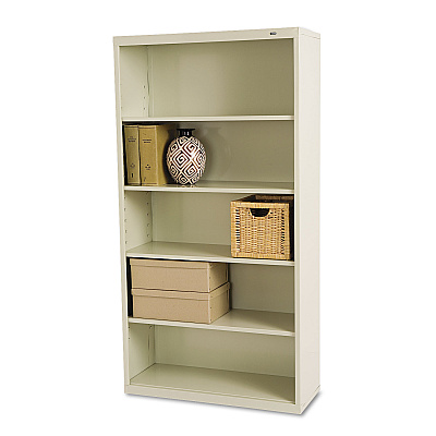 Tennsco Metal Bookcase, Five-Shelf, 34.5w x 13.5d x 66h, Putty (TNNB66PY)