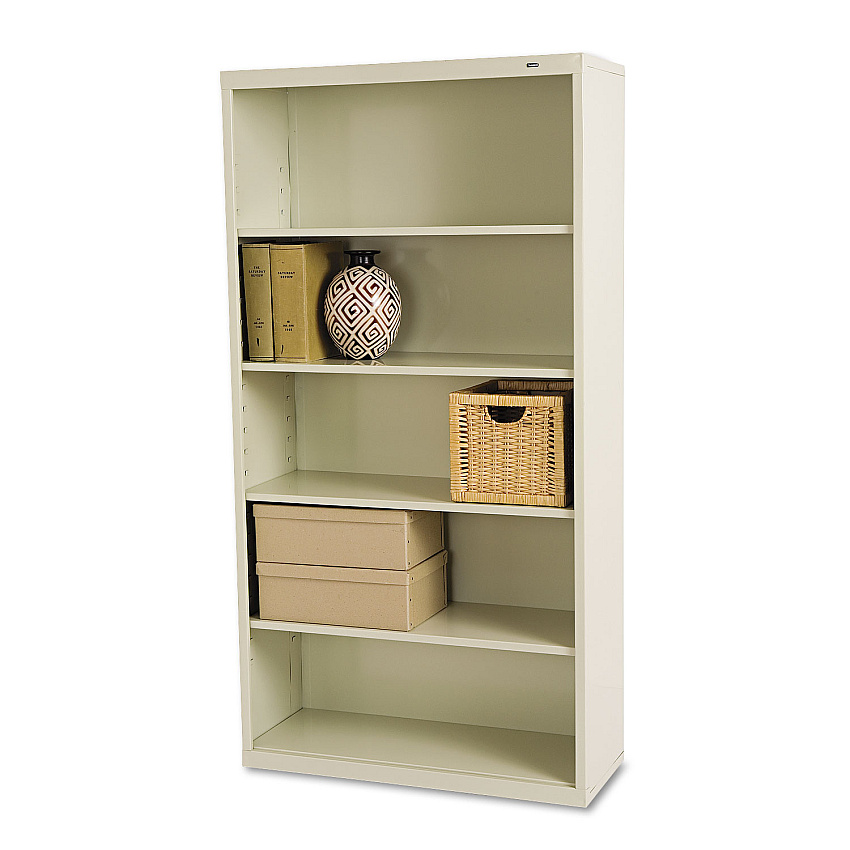 Tennsco Metal Bookcase, Five-Shelf, 34.5w x 13.5d x 66h, Putty (TNNB66PY)
