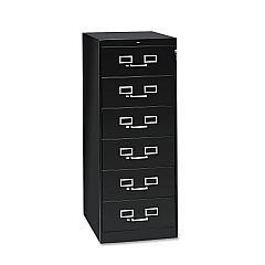 Tennsco Six-Drawer Multimedia/Card File Cabinet, Black, 21.25" x 28.5" x 52" (TNNCF669BK)