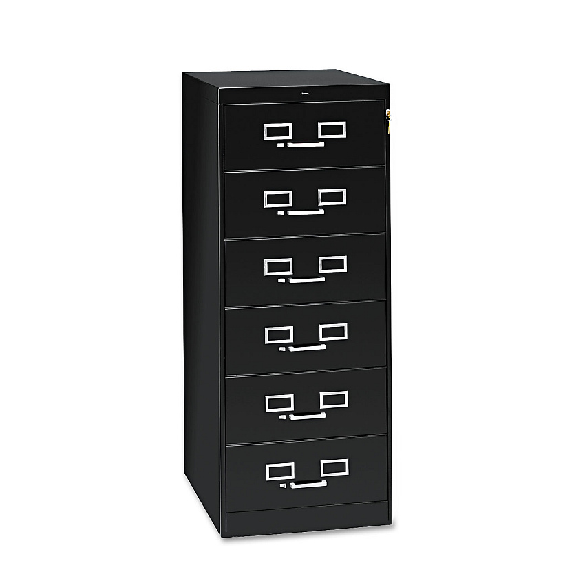 Tennsco Six-Drawer Multimedia/Card File Cabinet, Black, 21.25" x 28.5" x 52" (TNNCF669BK)