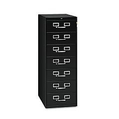Tennsco Seven-Drawer Multimedia/Card File Cabinet, Black, 19.13" x 28.5" x 52" (TNNCF758BK)