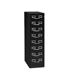 Tennsco Eight-Drawer Multimedia/card File Cabinet, Black, 15" X 28.5" X 52" (TNNCF846BK)