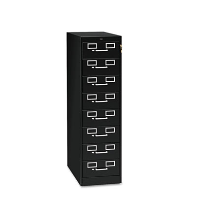 Tennsco Eight-Drawer Multimedia/card File Cabinet, Black, 15" X 28.5" X 52" (TNNCF846BK)