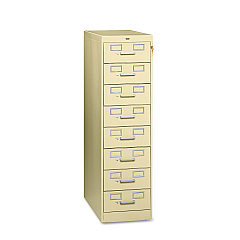 Tennsco Eight-Drawer Multimedia/Card File Cabinet, Putty, 15" x 28.5" x 52" (TNNCF846PY)