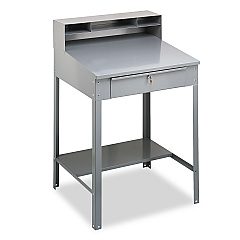 Tennsco Open Steel Shop Desk, 34.5" x 29" x 53.75", Medium Gray (TNNSR57MG)