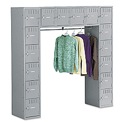 Tennsco Sixteen Box Compartments and Coat Bar, 72w x 18d x 72h, Medium Gray (TNNSRS721872AMG)