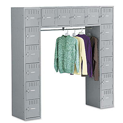 Tennsco Sixteen Box Compartments and Coat Bar, 72w x 18d x 72h, Medium Gray (TNNSRS721872AMG)
