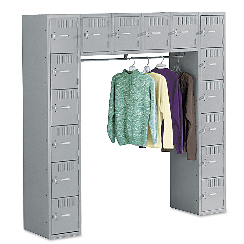 Tennsco Sixteen Box Compartments and Coat Bar, 72w x 18d x 72h, Medium Gray (TNNSRS721872AMG)