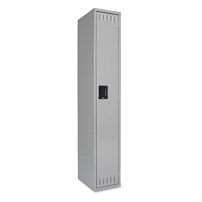 Tennsco Single-Tier Locker, One Locker with Hat Shelf and Coat Rod, 12w x 18d x 72h, Medium Gray (TNNSTS121872AMG)