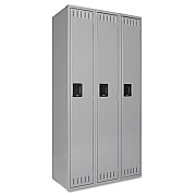 Tennsco Single-Tier Locker, Three Lockers with Hat Shelves and Coat Rods, 36w x 18d x 72h, Medium Gray (TNNSTS121872CMG)