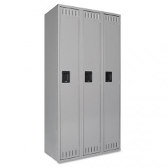 Tennsco Single-Tier Locker, Three Lockers with Hat Shelves and Coat Rods, 36w x 18d x 72h, Medium Gray (STS121872CMG)