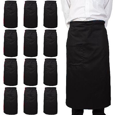 Mariposa Bistro Apron 33x30 Black, Pack Of 12 (PNP-BISTROAPR-BLK)