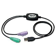 Tripp Lite USB to PS/2 Adapter for Keyboard and Mouse, USB-A Male to (2) PS/2 Female, 18" (B015000)