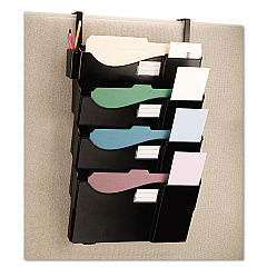 Universal Grande Central Filing System, 4 Sections, Legal/Letter Size, Partition Mount, 16.63" x 4.75" x 27.5", Black, 4/Pack (UNV08138)