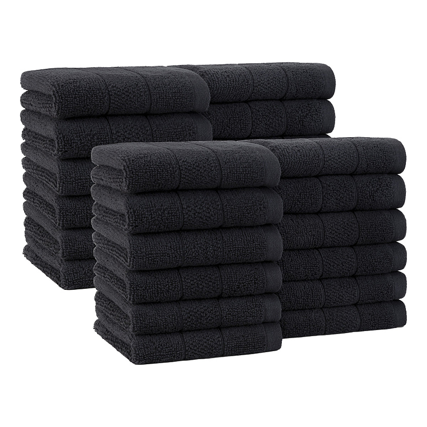 Family Essentials Washcloths 24pk Black, Case Of 144 (FEWC-24PK-BK)
