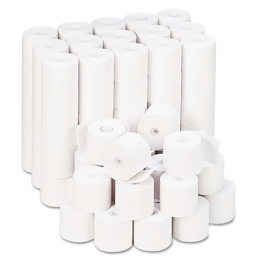 Universal Impact and Inkjet Print Bond Paper Rolls, 0.5" Core, 2.25" x 165 ft, White, 100/Carton (UNV22200)