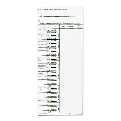 Time Clock Cards for Acroprint ATT310, One Side, 4 x 10, 200/Pack (ACP096103080)