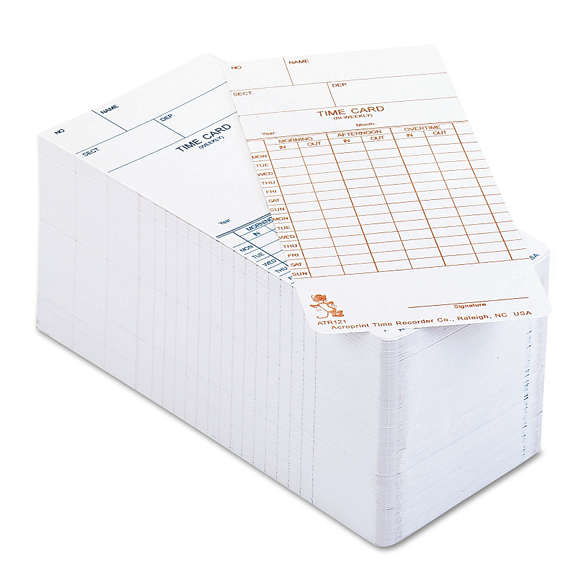 Time Clock Cards for Acroprint ATR120, Two Sides, 3.5 x 7, 250/Pack (ACP099110000)