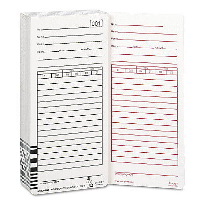 Time Clock Cards for Acroprint ES1000, Two Sides, 3.5 x 7, 100/Pack (ACP099111000)