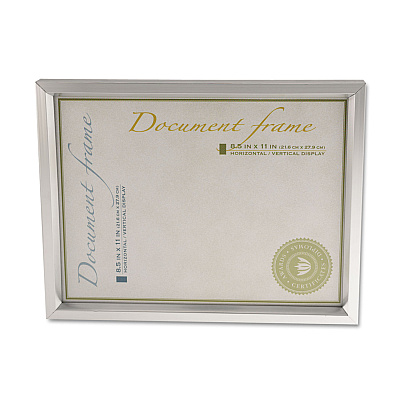 Universal Plastic Document Frame, for 8.5 x 11, Easel Back, Metallic Silver (UNV76853)