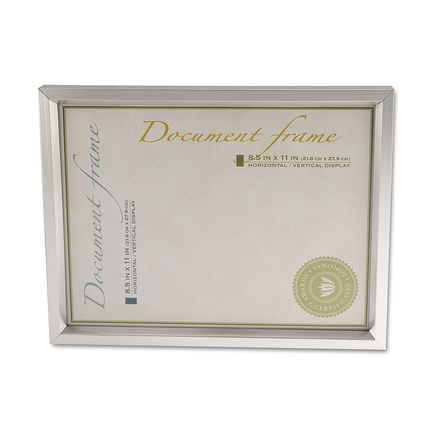 Universal Plastic Document Frame, for 8.5 x 11, Easel Back, Metallic Silver (UNV76853)