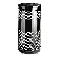 Rubbermaid Commercial Classics Perforated Open Top Receptacle, 25 gal, Steel, Black (RCPS3ETBK)