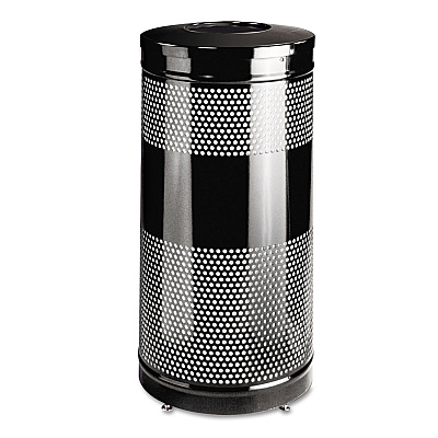 Rubbermaid Commercial Classics Perforated Open Top Receptacle, 25 gal, Steel, Black (RCPS3ETBK)