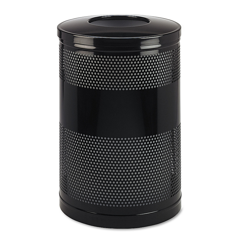 Rubbermaid Commercial Classics Perforated Open Top Receptacle, 51 gal, Steel, Black (RCPS55ETBK)