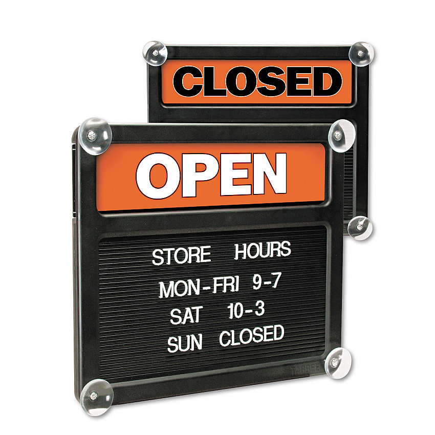 Headline Sign Double-Sided Open/Closed Sign w/Plastic Push Characters, 14.38 x 12.38 (USS3727)
