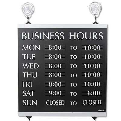 Headline Sign Century Series Business Hours Sign, Heavy-Duty Plastic, 13 x 14, Black (USS4247)