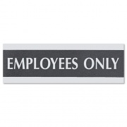 Headline Sign Century Series Office Sign, EMPLOYEES ONLY, 9 x 3, Black/Silver (4760)