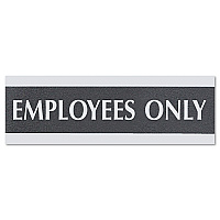 Headline Sign Century Series Office Sign, EMPLOYEES ONLY, 9 x 3, Black/Silver (USS4760)