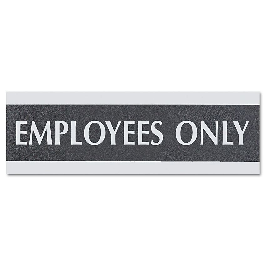 Headline Sign Century Series Office Sign, EMPLOYEES ONLY, 9 x 3, Black/Silver (USS4760)