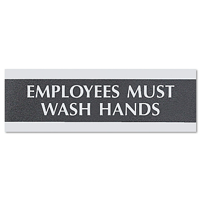 Headline Sign Century Series Office Sign, Employees Must Wash Hands, 9 x 3 (USS4782)