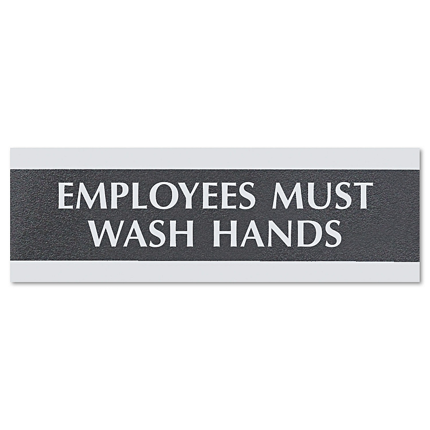 Headline Sign Century Series Office Sign, Employees Must Wash Hands, 9 x 3 (USS4782)