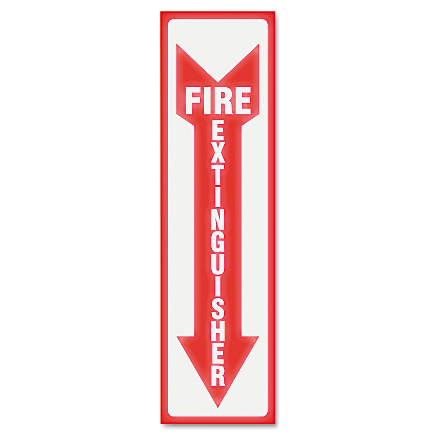 Headline Sign Glow In The Dark Sign, 4 x 13, Red Glow, Fire Extinguisher (USS4793)