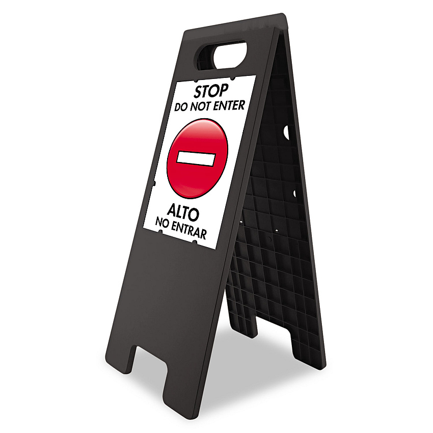 Headline Sign Floor Tent Sign, Doublesided, Plastic, 10.5 x 25.5, Black (USS5694)