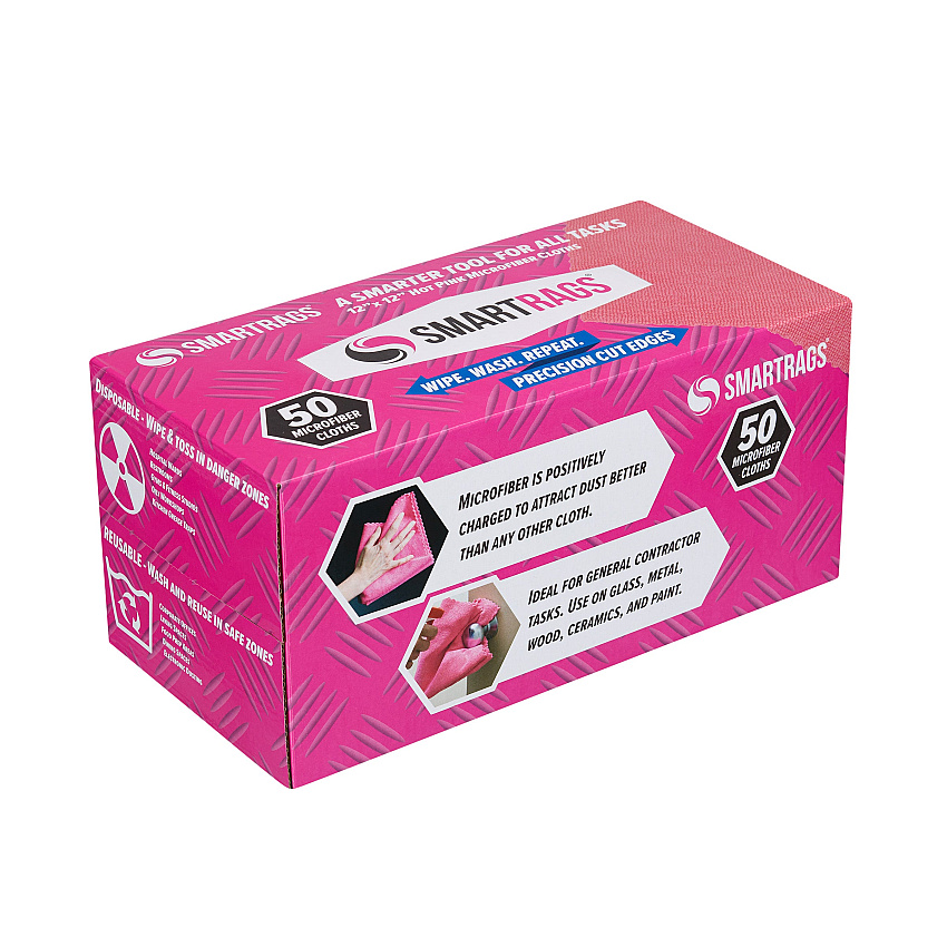 Smart Rags Microfiber Cloths 12x12 Pink, Pack Of 50 (M950P-innerbx)