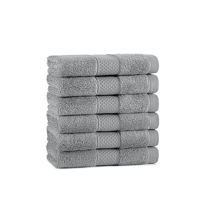 Aston & Arden Egyptian Cotton Washcloth 13x13 Dark Grey, Pack Of 6 (P-EGYP-1313-DGY)