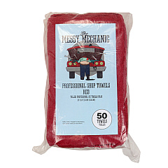 Messy Mechanic Shop Towels 50 Pack 12x14 Red, Case Of 300 (AT-STB50-BG-CS)